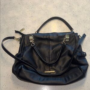 Steve Madden Black Shoulder Bag with Gold Accents